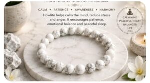 Read more about the article 🤍 Natural Howlite Bracelet – A Peaceful Symbol of Calmness, Patience, Clarity & Inner Balance