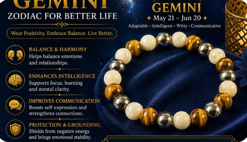 Read more about the article ♊ Gemini Bracelet – A Symbol of Communication, Creativity, Curiosity & Positive Energy