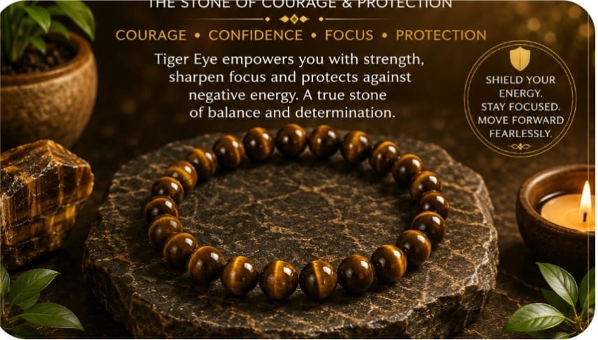 Read more about the article 🐯 Tiger Eye Bracelet – A Symbol of Courage, Confidence, Focus & Protection